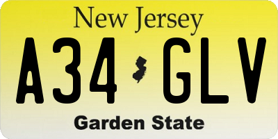 NJ license plate A34GLV