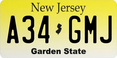 NJ license plate A34GMJ