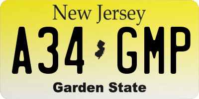 NJ license plate A34GMP
