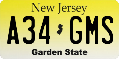 NJ license plate A34GMS