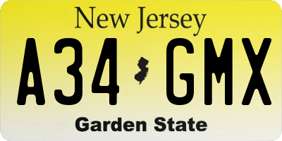 NJ license plate A34GMX
