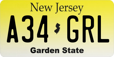 NJ license plate A34GRL