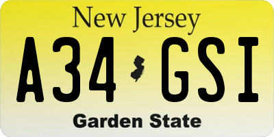 NJ license plate A34GSI