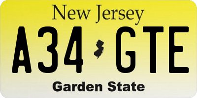 NJ license plate A34GTE