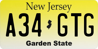 NJ license plate A34GTG