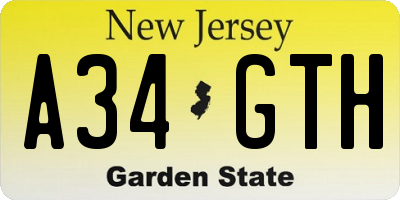 NJ license plate A34GTH