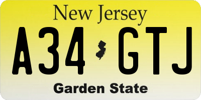 NJ license plate A34GTJ