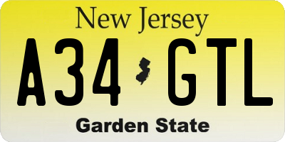 NJ license plate A34GTL