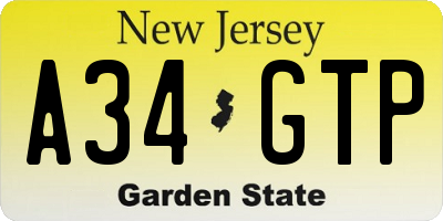 NJ license plate A34GTP