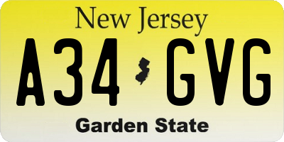 NJ license plate A34GVG