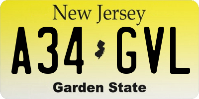 NJ license plate A34GVL