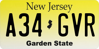NJ license plate A34GVR
