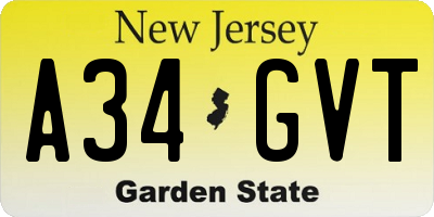 NJ license plate A34GVT