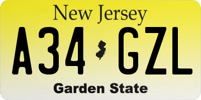 NJ license plate A34GZL