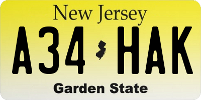NJ license plate A34HAK