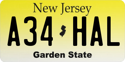 NJ license plate A34HAL