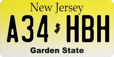 NJ license plate A34HBH