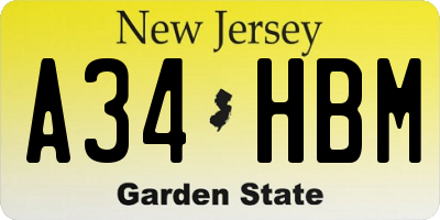NJ license plate A34HBM