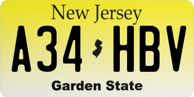 NJ license plate A34HBV