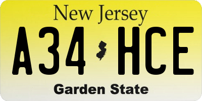 NJ license plate A34HCE