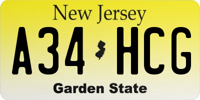 NJ license plate A34HCG