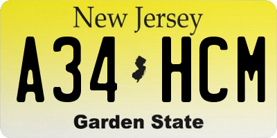 NJ license plate A34HCM