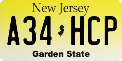 NJ license plate A34HCP
