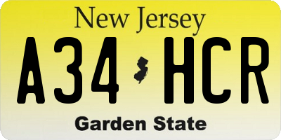 NJ license plate A34HCR