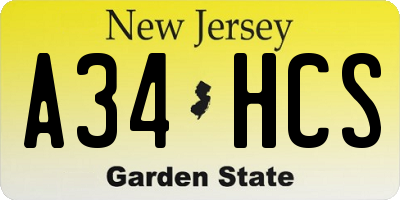 NJ license plate A34HCS