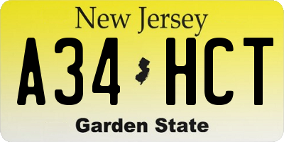 NJ license plate A34HCT