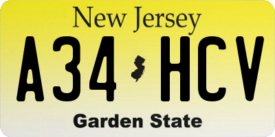NJ license plate A34HCV