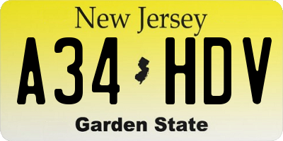 NJ license plate A34HDV