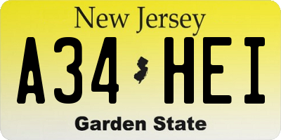 NJ license plate A34HEI