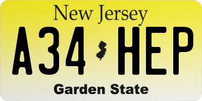 NJ license plate A34HEP