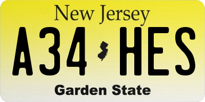 NJ license plate A34HES