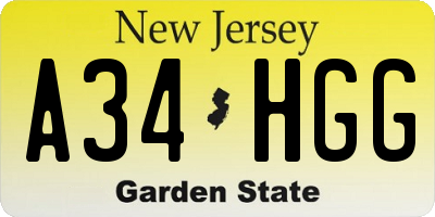 NJ license plate A34HGG
