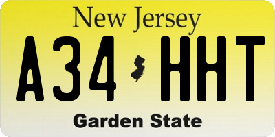 NJ license plate A34HHT