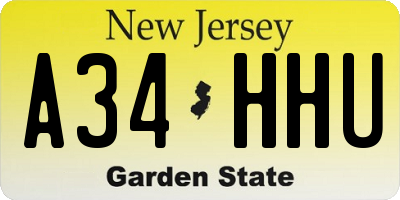 NJ license plate A34HHU