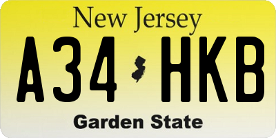 NJ license plate A34HKB
