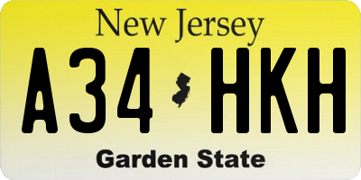 NJ license plate A34HKH