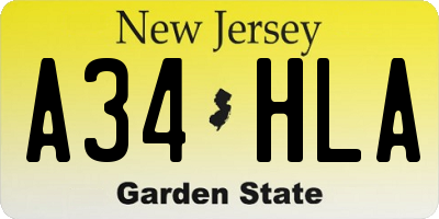 NJ license plate A34HLA