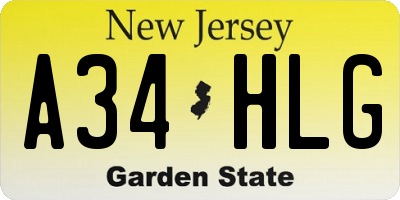 NJ license plate A34HLG