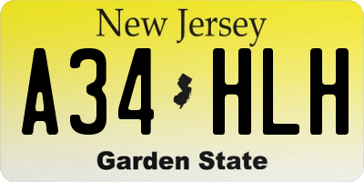 NJ license plate A34HLH