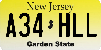 NJ license plate A34HLL