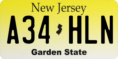 NJ license plate A34HLN