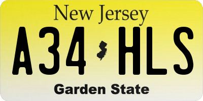 NJ license plate A34HLS