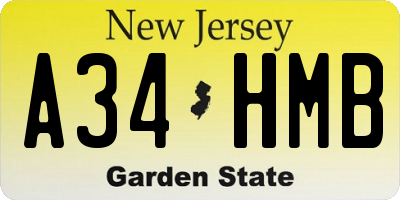 NJ license plate A34HMB