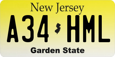 NJ license plate A34HML