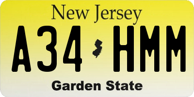 NJ license plate A34HMM
