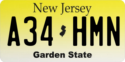 NJ license plate A34HMN